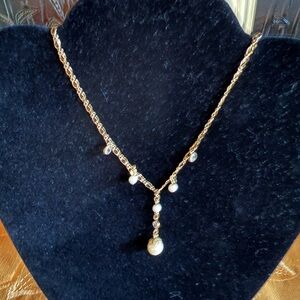 1928 Gold-tone Necklace & Earrings with Pearl Accents